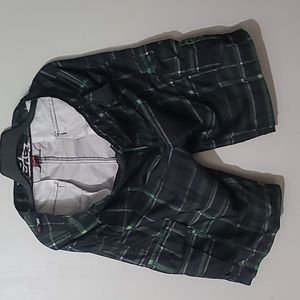 Checkered Cargo Shorts, Size 34, color black and green